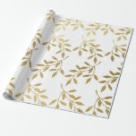Cadeau Papier d'emballage de mariage à feuille botanique<br><div class="desc">Un cadeau de mariage élégant avec un motif de feuille botanique en faux or fait une présentation incroyable. Idéal pour les jeunes mariés,  les douches de mariée,  les mariages,  les nouveaux foyers,  les fêtes de fiançailles et plus encore.</div>