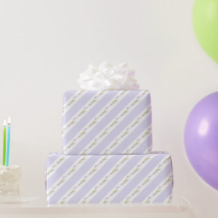 Cadeau Papier d'emballage de mariage à fleurs rayées blan