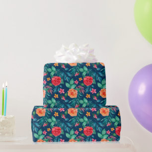Cadeau Papier d'emballage de mariage aux roses rouges et 
