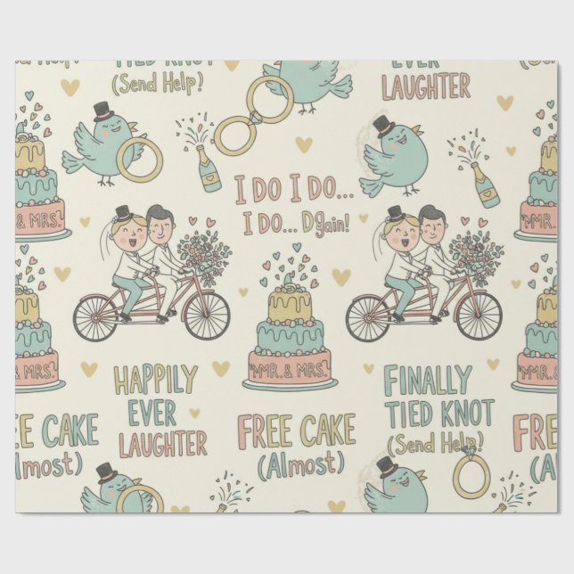 Cadeau Papier d'emballage de mariage drôle  (Plat)