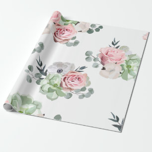 Cadeau Papier d'emballage de mariage succulent floral