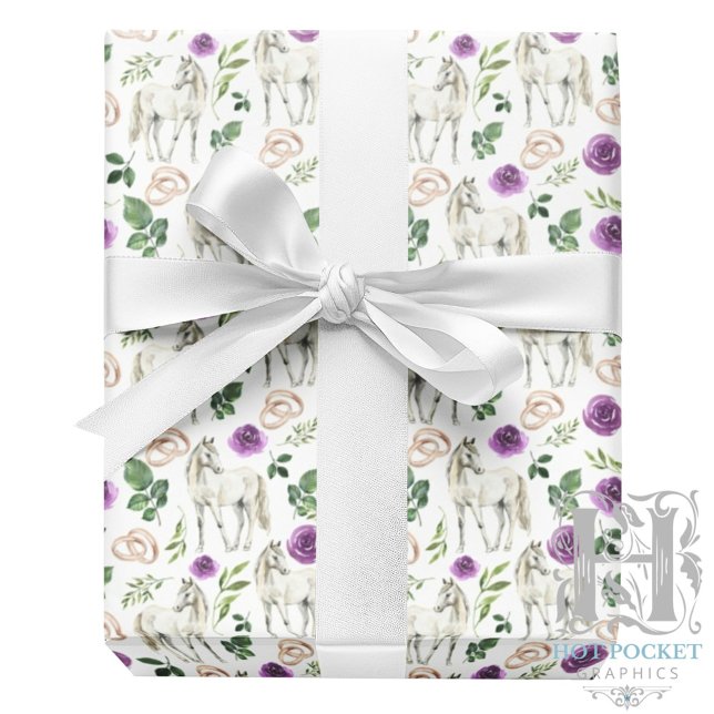 Cadeau Papier d'emballage de mariage violet équestre (Créateur téléchargé)