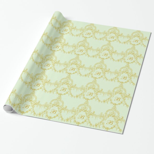 Cadeau Papier d'emballage de monogramme rococo en (Déroulé)
