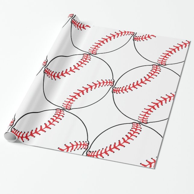 Cadeau Papier d'emballage de motif de base-ball (Déroulé)