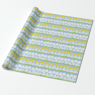 Cadeau Papier d'emballage de motif de fleurs jaunes et