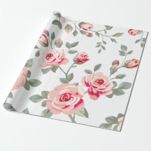 Cadeau Papier d'emballage de motif de rose de vecteur