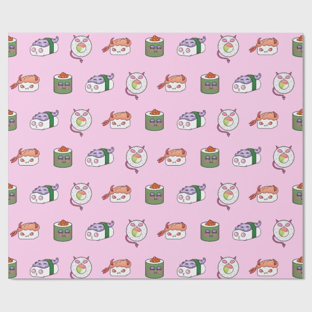 Cadeau Papier d'emballage de motif de sushi de Kawaii (Plat)