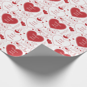 Cadeau Papier d'emballage de motif de Valentine - rouge