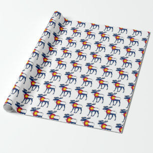 Cadeau Papier d'emballage de motif d'orignaux de drapeau