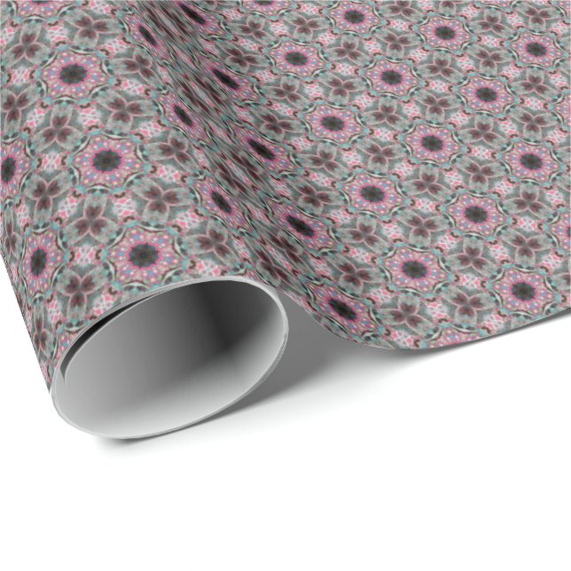 Cadeau Papier d'emballage de motif rose de tons (Coin rond)