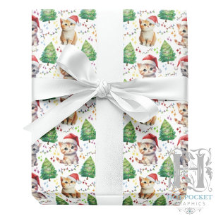 Cadeau Papier d'emballage de Noël à motif de chat