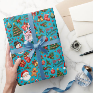 Cadeau Papier d'emballage de Noël à motif sans couture