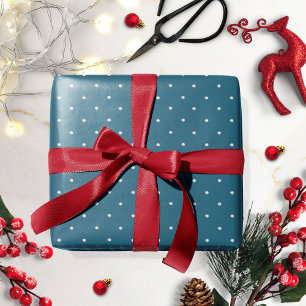 Cadeau Papier d'emballage de Noël à pois blanc bleu