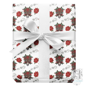 Cadeau Papier d'emballage de Noël Âne Floral