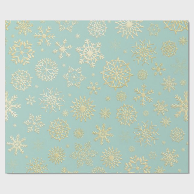 Cadeau Papier d'emballage de Noël Aqua & Sarcelle avec Ac (Plat)