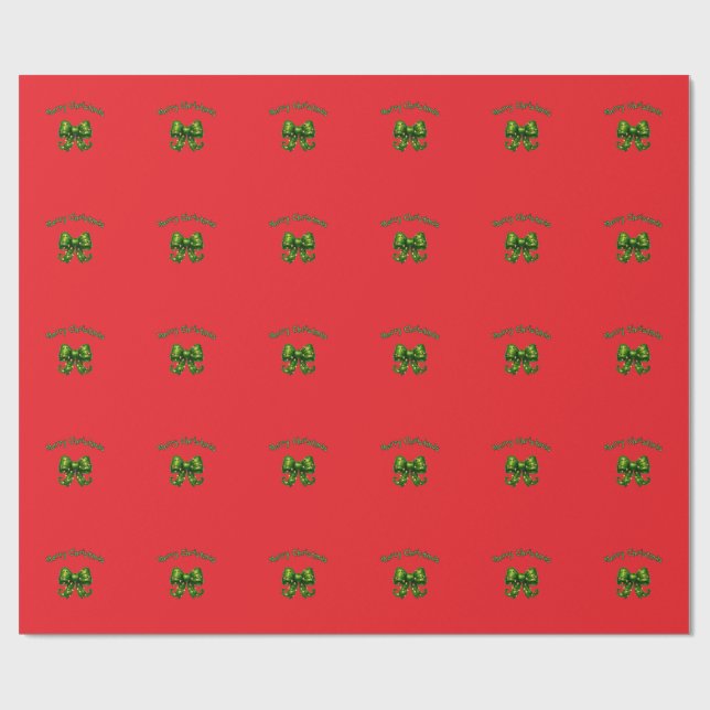 Cadeau Papier d'emballage de Noël Arc vert (Plat)