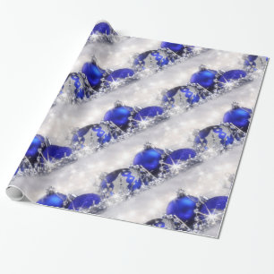 Cadeau Papier d'emballage de Noël argenté et bleu