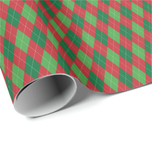 Cadeau Papier d'emballage de Noël Argyle Rouge et Vert