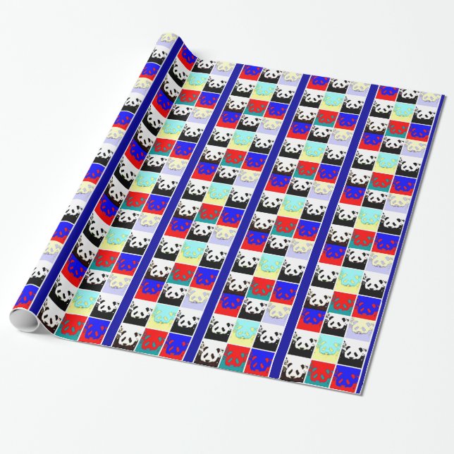 Cadeau Papier d'emballage de Noël artwork Pop Art Panda (Déroulé)