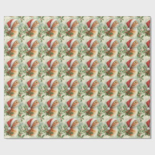 Cadeau Papier d'emballage de Noël au chat tigré orange