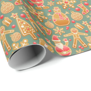 Cadeau Papier d'emballage de Noël au pain d'épice
