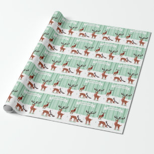 Cadeau Papier d'emballage de Noël aux petits rennes