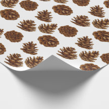 Papier d'emballage de Noël avec cônes de pin