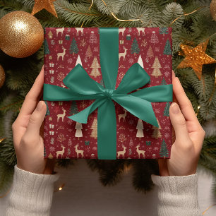 Cadeau Papier d'emballage de Noël Bois Fantaisiste
