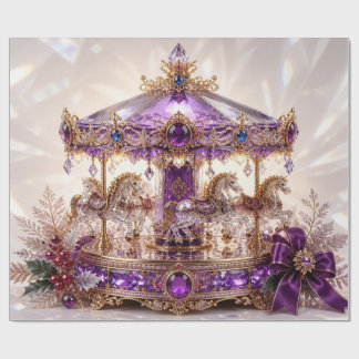 Cadeau Papier d'emballage de Noël Carousel Luxe Violet