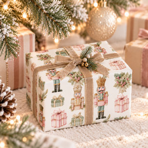 Cadeau Papier d'emballage de Noël Casse-Noisette Rose Pas