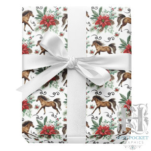 Cadeau Papier d'emballage de Noël Cheval Élégant