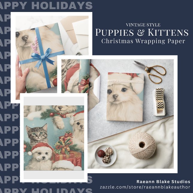 Cadeau Papier d'emballage de Noël Chiots & Chatons (Créateur téléchargé)