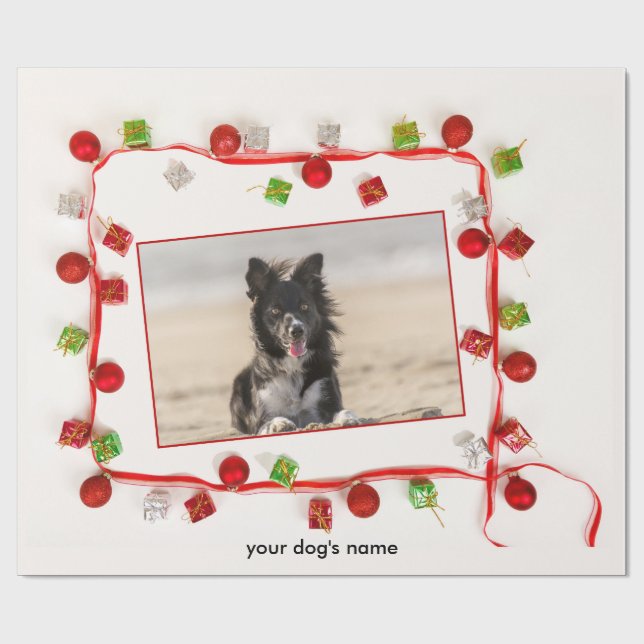 Cadeau papier d'emballage de Noël Collie à la frontière p (Plat)