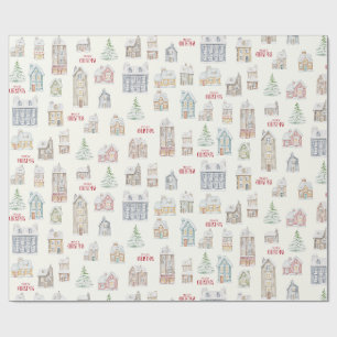 Cadeau Papier d'emballage de Noël Cosy maisons d'hiver