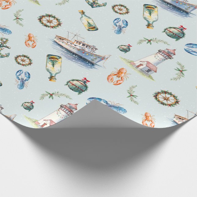 Cadeau Papier d'emballage de Noël côtier joyeux (Coin)