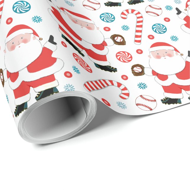 Cadeau Papier d'emballage de Noël de baseball (Coin rond)