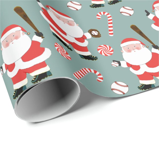 Cadeau Papier d'emballage de Noël de baseball (Coin rond)