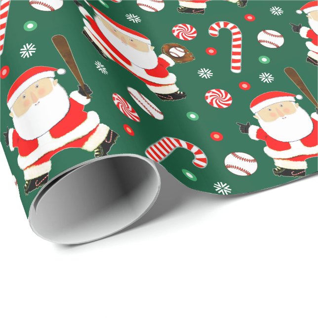 Cadeau Papier d'emballage de Noël de baseball (Coin rond)
