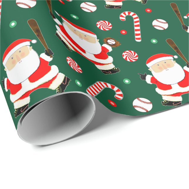 Cadeau Papier d'emballage de Noël de baseball (Coin rond)