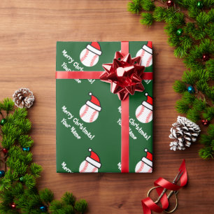 Cadeau Papier d'emballage de Noël de baseball père Noël p