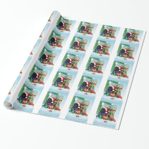 Cadeau Papier d'emballage de Noël de chien de Terre-Neuv