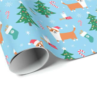 Cadeau Papier d'emballage de Noël de corgi de Gallois