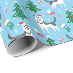Cadeau Papier d'emballage de Noël de costaud sibérien