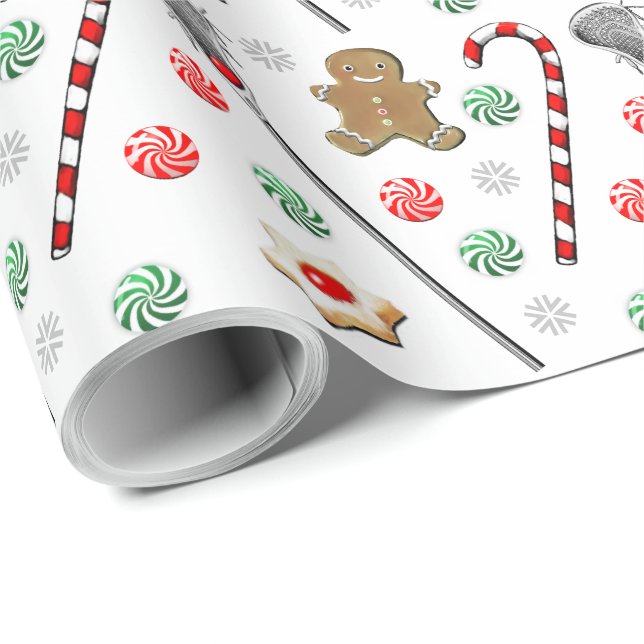 Cadeau Papier d'emballage de Noël de crosse (Coin rond)