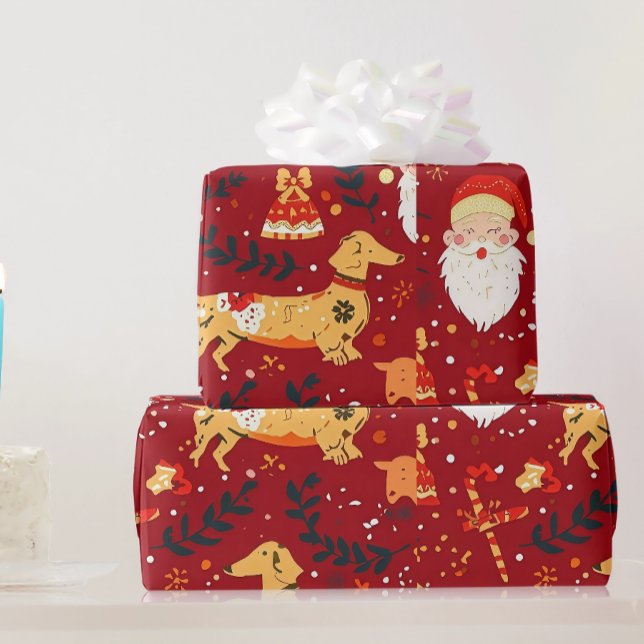 Cadeau Papier d'emballage de Noël de Dachshund (Créateur téléchargé)