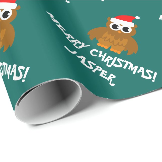 Cadeau Papier d'emballage de Noël de hibou fait sur (Coin rond)