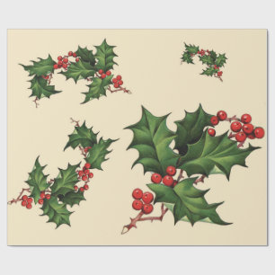 Cadeau Papier d'emballage de Noël de houx