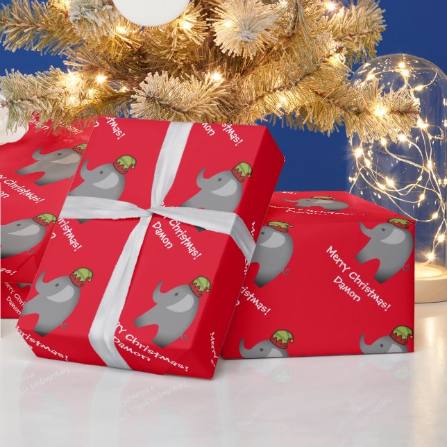 Cadeau Papier d'emballage de Noël de l'éléphant mignon (Vacances)
