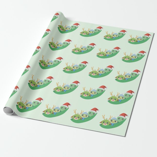Cadeau Papier d'emballage de Noël de motif mignon de pois (Déroulé)