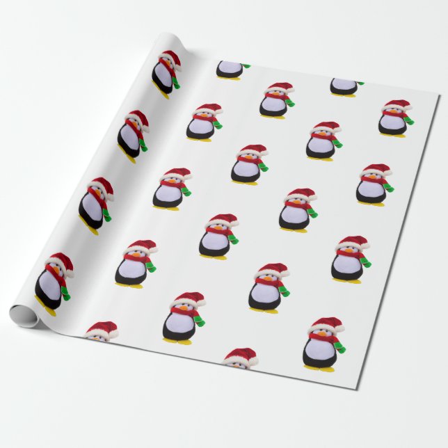 Cadeau Papier d'emballage de Noël de pingouins (Déroulé)
